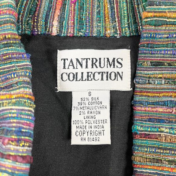 VTG Tantrums Collection Metallic Jacket Womens Small Silk Blend Textured Rainbow - Picture 6 of 9